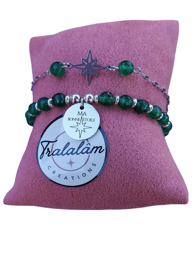 ✨Ensemble bracelets pierres vertes couleur émeraude MA BONNE ETOILE ✨(72BRA)