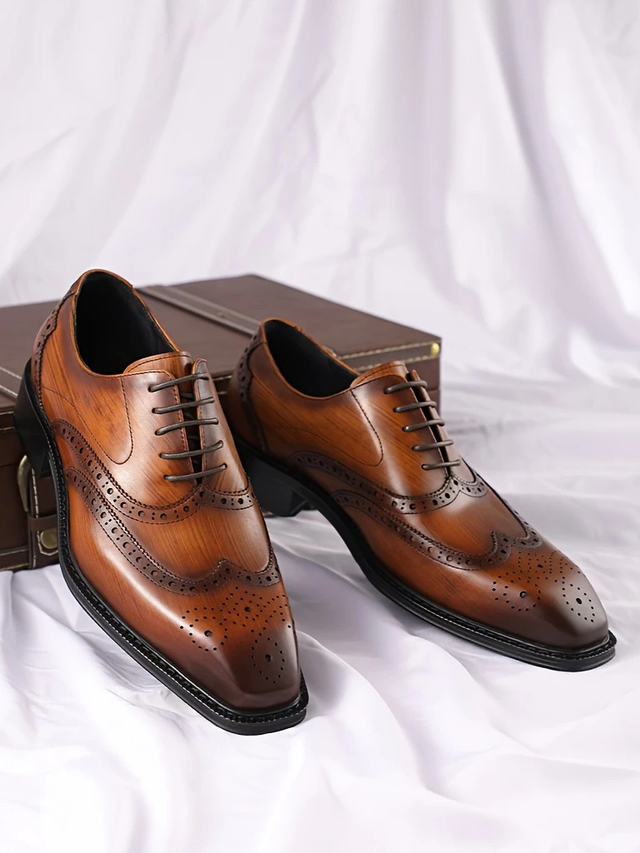 Men's British Style Genuine Leather Brogue Oxford Shoes