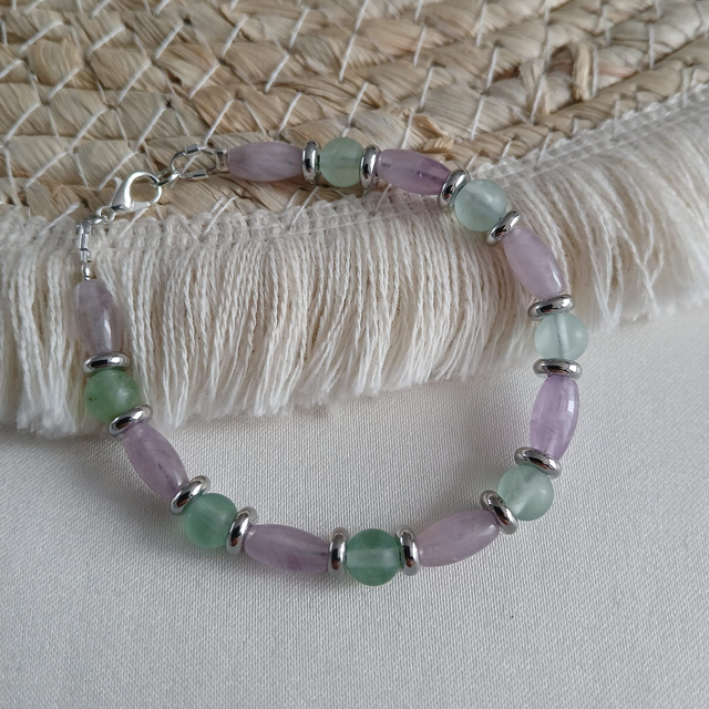 Dames armband Amethistkwarts en Fluoriet (1.138)