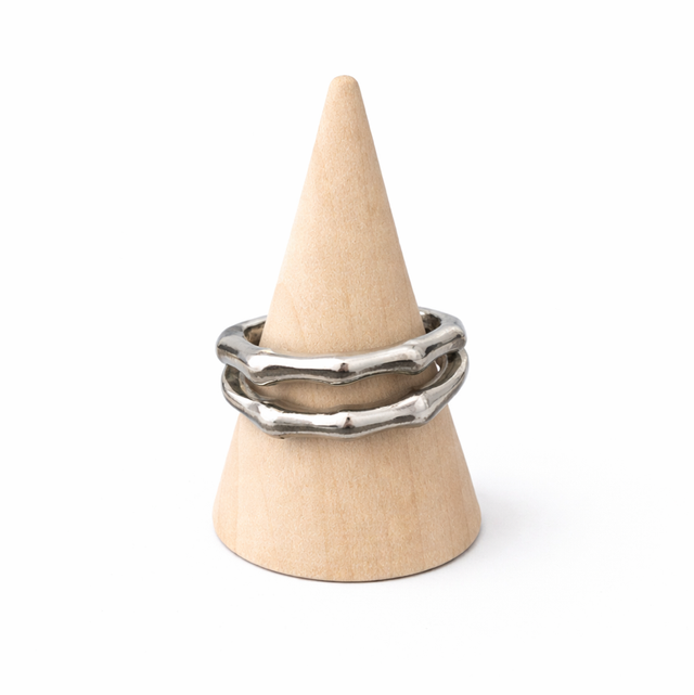 Anillo acero plateado caña 