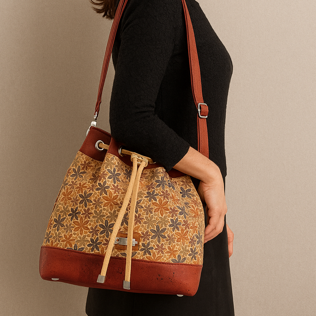 Sac seau « éclat d’automne rouille »