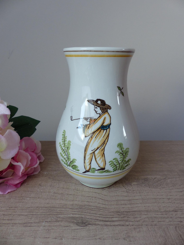 Vase en faïence de Gien, décor Bicentenaire de la Révolution française 'Vive la Nation et le bon tabac', cadeau fumeur, décoration maison