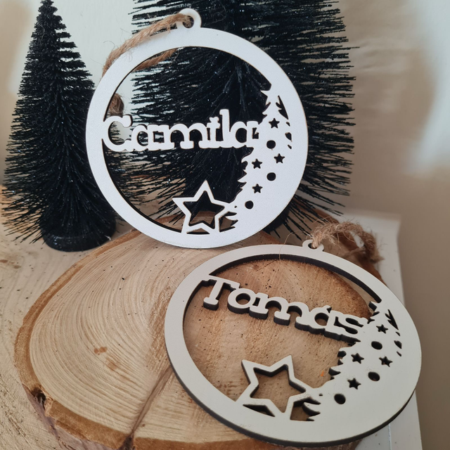 8 Ornamento de Natal personalizado - Bola árvore e estrela