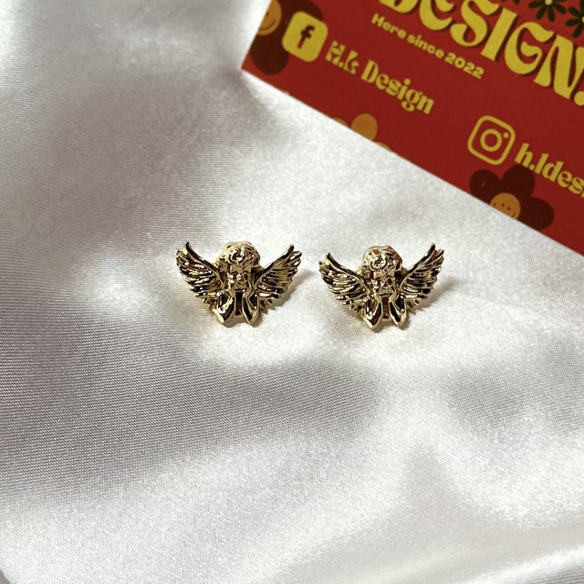 Gold Angel Stud Earrings