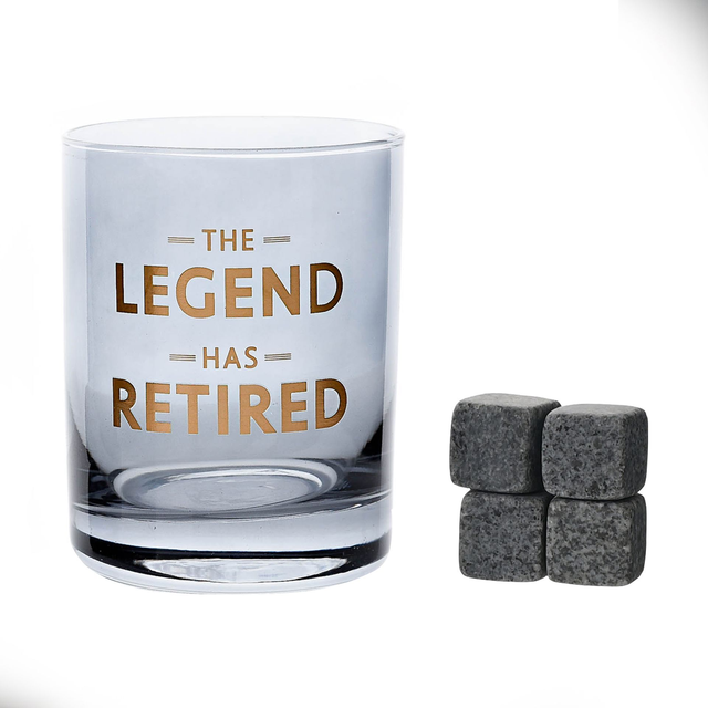 Hotchpotch Orion Retirement Whiskey Glass &amp; Stones Set – "The Legend Has Retired"