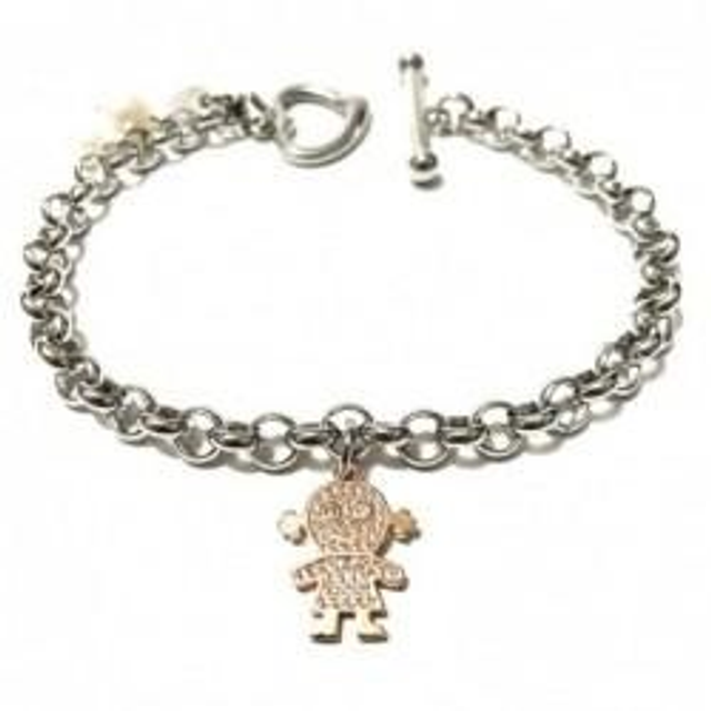 Bracciale donna in acciaio rosato con ciondolo bimba