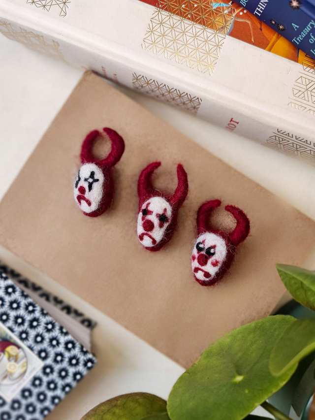 Sad Clown Brooches // Red and Black
