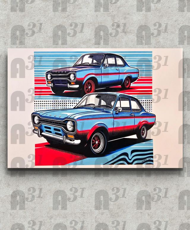 402. Retro pop art digital Ford Escort print