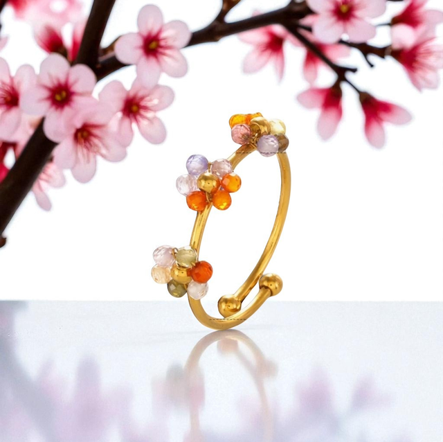Bague PERLIA Multicolore | Ajustable en acier inoxydable 