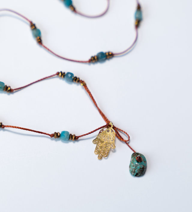 Sautoir ASMA Apatite bleue