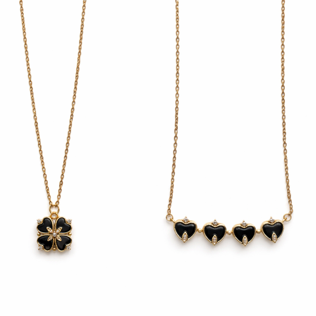 Cadena acero trébol negro 2 en 1 