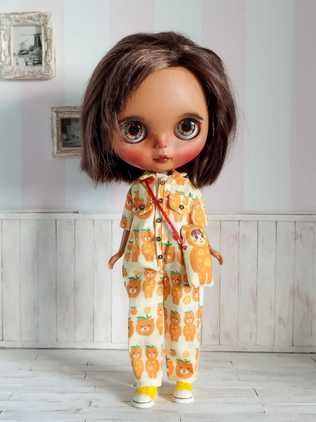 Frutoso Orange Jumpsuit for Blythe doll