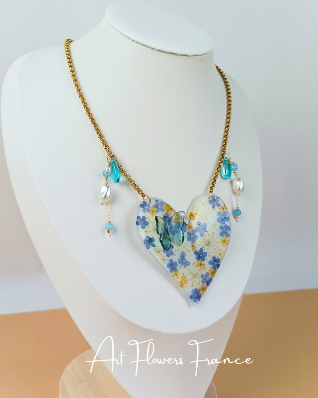 Collier cœur Myosotis