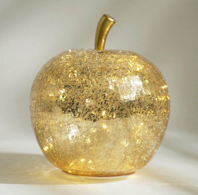 APPLE b/pomme craquelé or 22cm leds usb