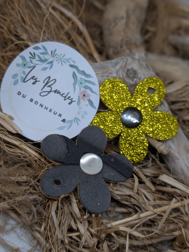 Pampilles marguerite réversible gris et jaune pam037