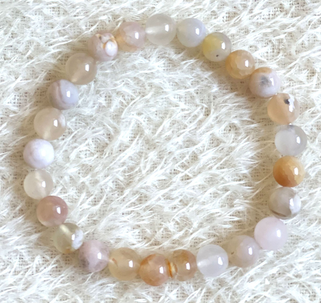 B36 - Bracelet perles agate rose et tons clairs