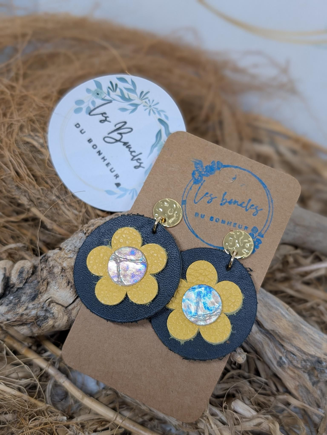 Moon fleur noir jaune mf020*