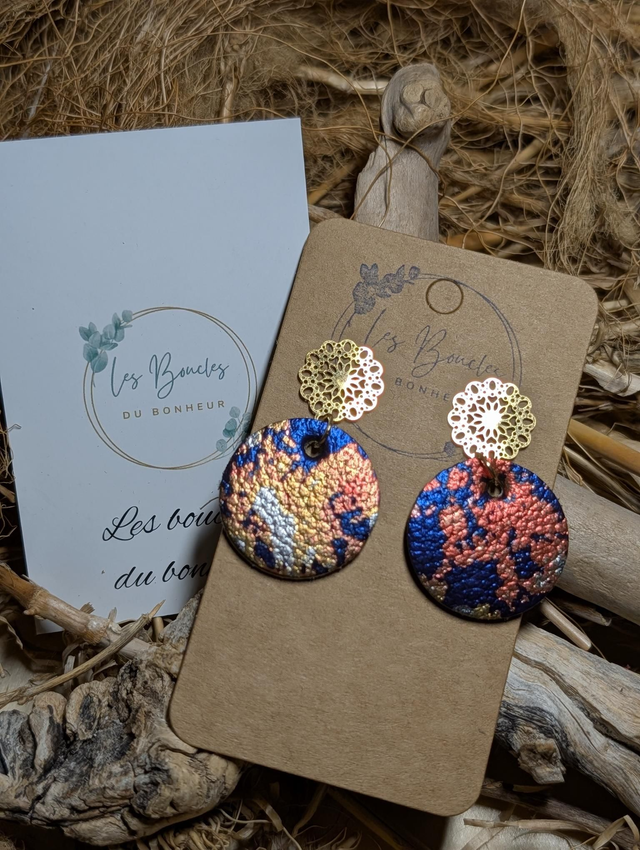 Boucles d'oreilles Moon marine dorée mm001