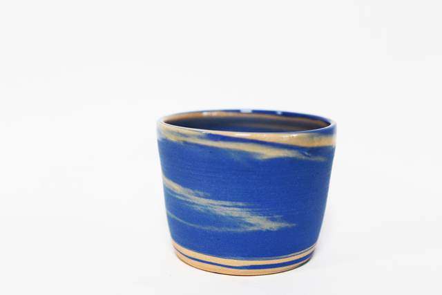 Tasse porcelaine mêlée bleu et orange 