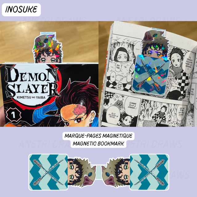 Marque-pages magnétique holographique Demon slayer | Inosuke