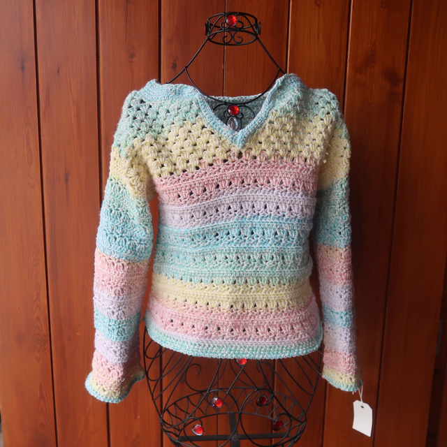 Crochet Chunky Knit Jumper - Adult Size Small