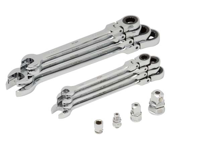 Satz-Maulschlüssel mit Gelenk-Ringratsche, 12-teilig, ELORA 204R S8M 8-19 mm