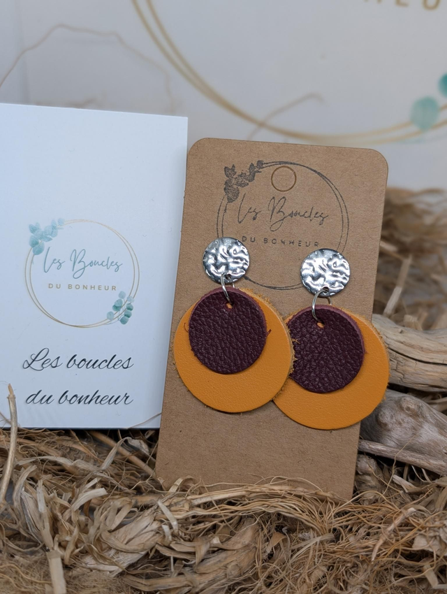 Boucles d'oreilles Moon orange bordeaux mo008