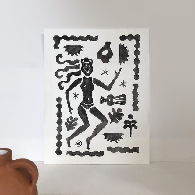 𐃢 Peinture originale Femme-Pot