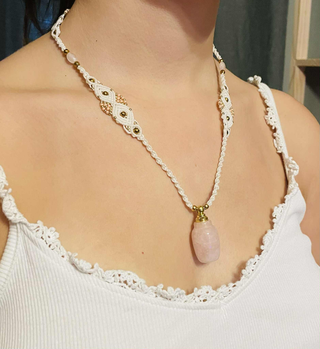 Collier fiole Quartz rose
