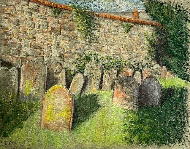 RK68 Corner of Graveyard by Ruth Kirkby, 20 x 28 cm Pastels