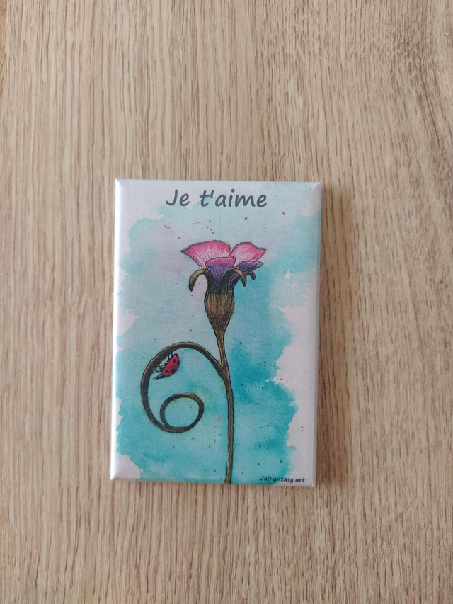 Magnet "Fleur Je t'aime" 7,8 x 5,3cm