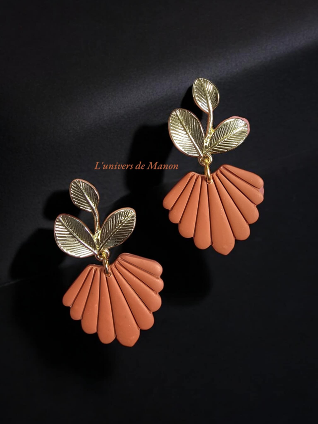 Boucle d&#039;oreille en argile polymère  cuivré 
