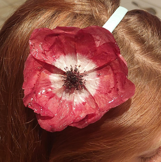 Serre-tête Fleur de Pavot – Bijou floral fait main