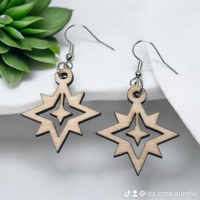 Boucles d'oreilles bois 100% création artisanale 