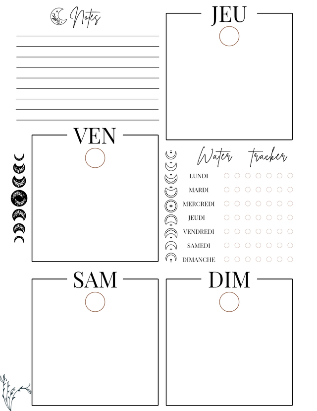 Intérieur carnet éternel A5 - Agenda non daté pour 6 mois.