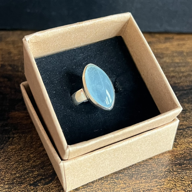 Bague en argent et Aigue Marine - Taille 55