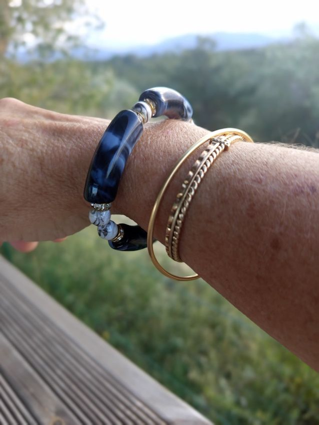 Bracelet perles tubes Arya marbré Kaala