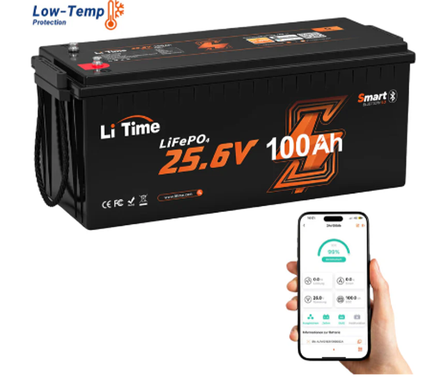 Batterie lifepo4 Bluetooth basse température à cycle profond LiTime 24 V 100AH