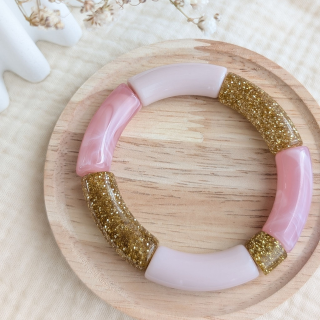 Bracelet jonc Mona rose nude glitter