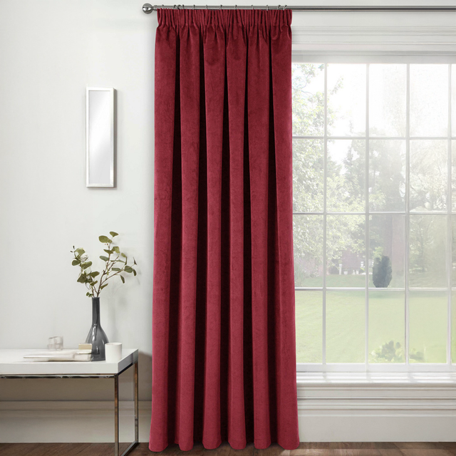 Enhanced Living Oxford Red Velvet 100% Blackout Thermal Readymade Door Curtains