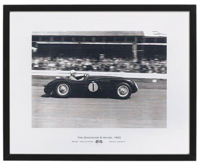 Stirling Moss - Jaguar C Type at Goodwood 1953 - Framed print