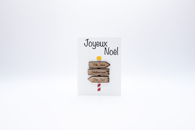 Carte de voeux Noël relief bois