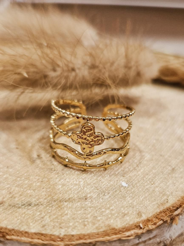 Bague "Trèfle" - Grand modèle doré
