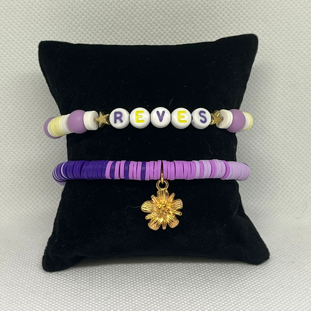 Bracelet &quot;Rêves&quot; en perles d&#039;argile colorées - Breloques fleur