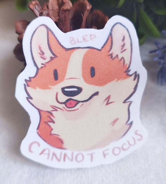 Sticker Corgi Cannot Focus