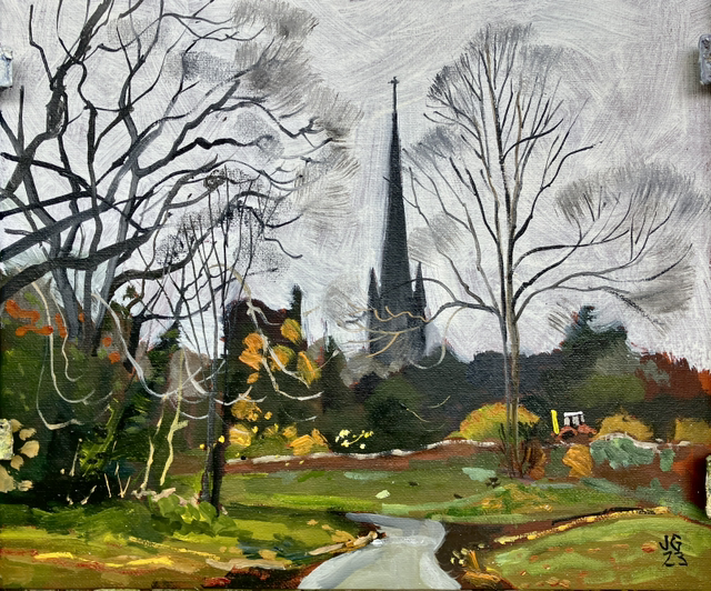 South Dalton near alligator pond. 12x10 original oil on canvas.