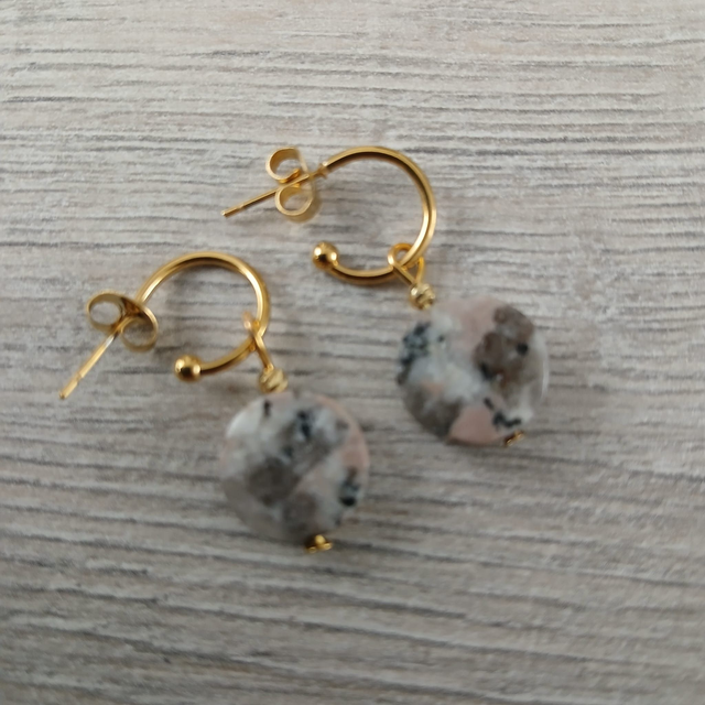 Oorbellen – Graniet – goudkleurig RVS (1.268)