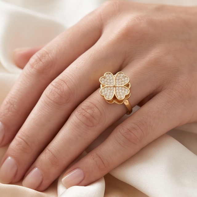 💛 Bague Anti-Stress Rotative Félicia 🍀