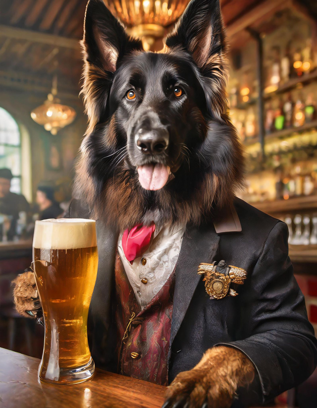 Alsatian at the Bar Framed Canvas