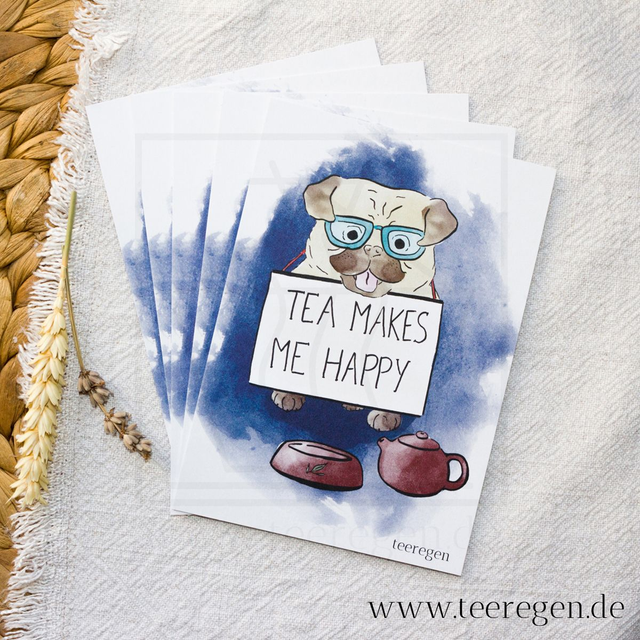 acTEAvists – Happy Dog - Set of 5 - Tea Culture On Postcards